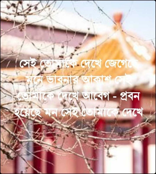 সেই তোমাকে দেখে জেগেছে মনে ভাবনার আকাশ সেই তোমাকে দেখে আবেগ - প্রবন হয়েছে মন সেই তোমাকে দেখে