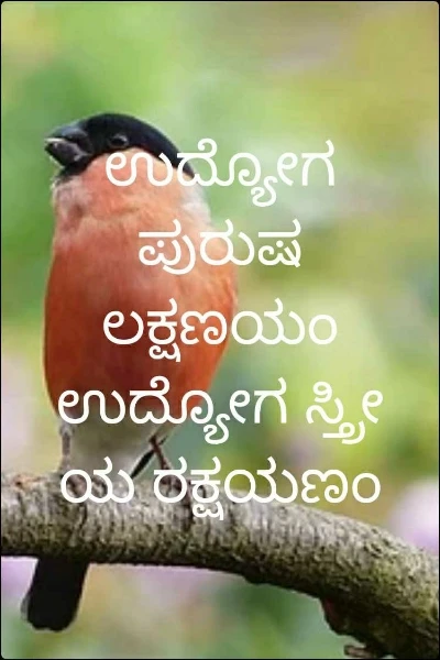 ಉದ್ಯೋಗ ಪುರುಷ ಲಕ್ಷಣಯಂ ಉದ್ಯೋಗ ಸ್ತ್ರೀ ಯ ರಕ್ಷಯಣಂ