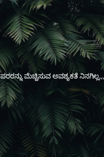 ಪರರನ್ನು ಮೆಚ್ಚಿಸುವ ಅವಶ್ಯಕತೆ ನಿನಗಿಲ್ಲ,,,,,