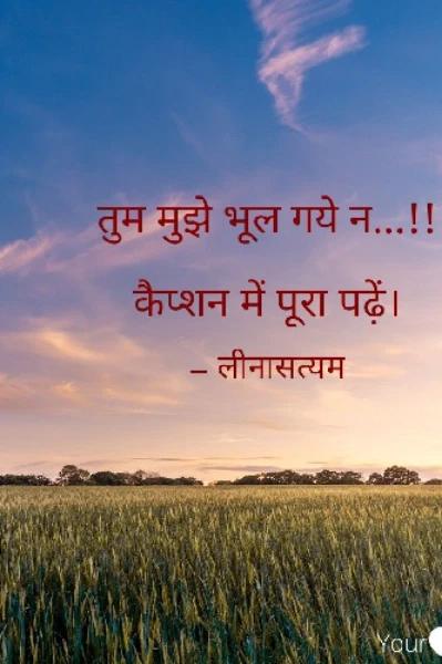 तुम मुझे भूल गये न....!!